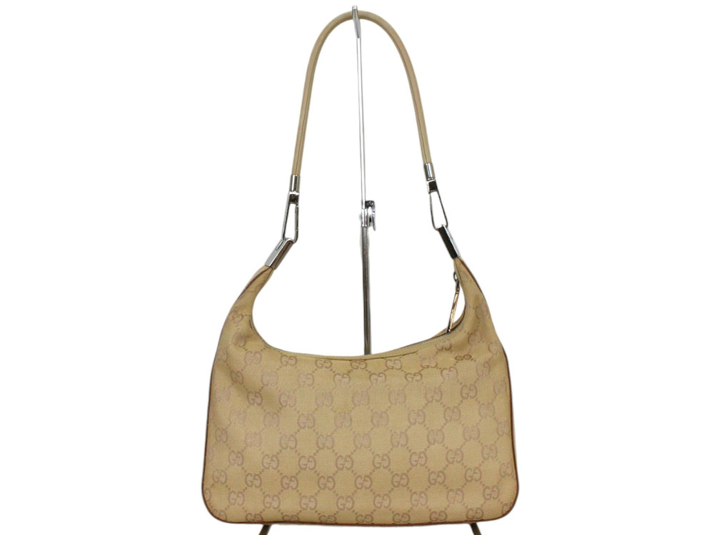 Gucci Handbag Beige Bag Leather Shoulder Canvas GG Hobo - Picture 4 of 9